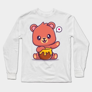 Cute Teddy Bear with Honey Long Sleeve T-Shirt